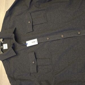 Rowm Men's button front button cargo pocket shirt  jacket gray Layer New 2XB Hot